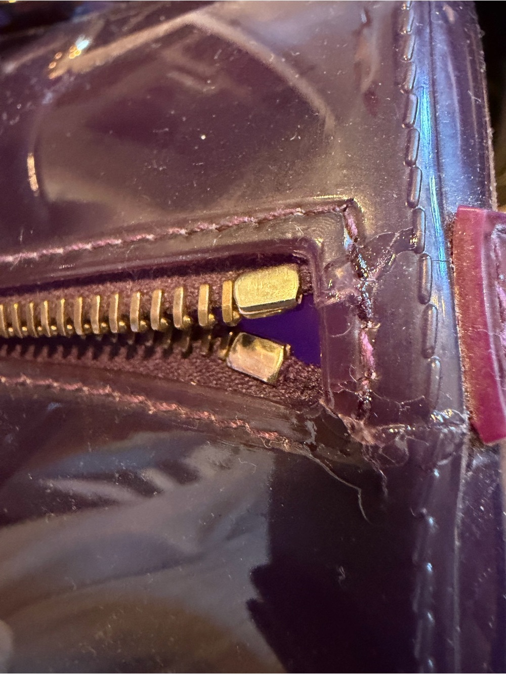 Furla Candy Glossy Purple Patent Satchel with Gold Hardware - Picture 9 of 9
